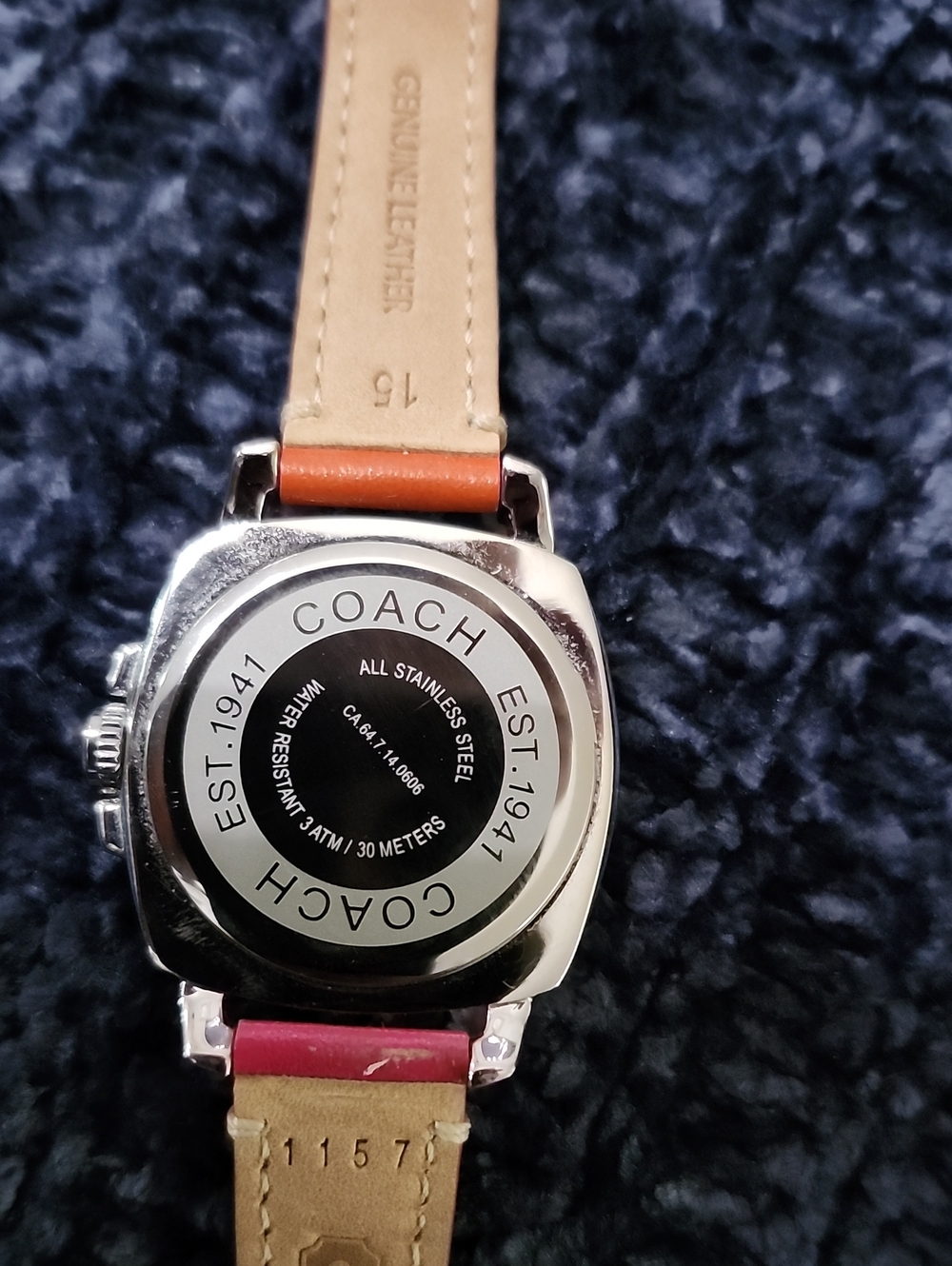 COACH Legacy Rainbow Leather Strap Watch -est.  26mm/15mm Strap W/box - Picture 3 of 10